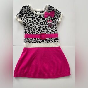 LOL Surprise Girls Dress Pink White Animal Print Sweater Dress sizeM (7/8)